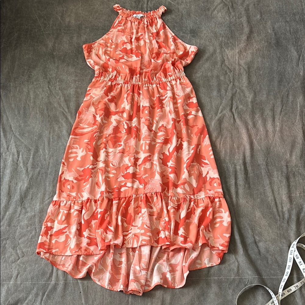 Orange Coral Peach halter dress size L NWOT